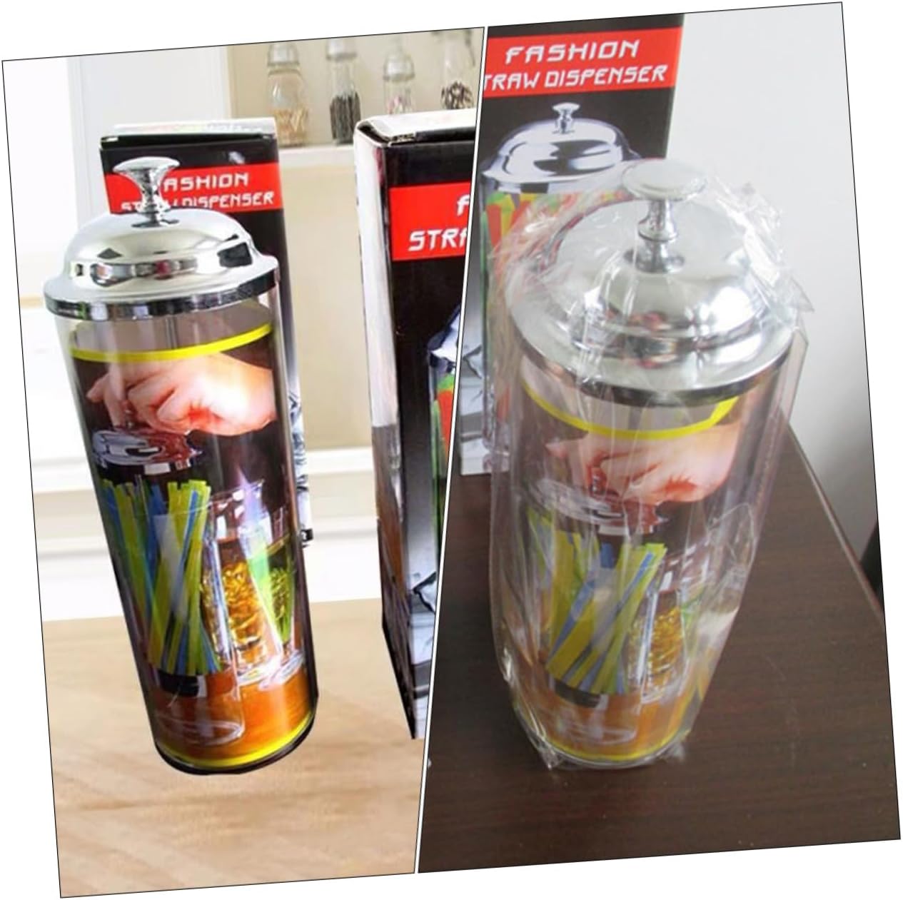 Plastic Straw Dispenser Stand for Counter Use Kitchen Holder