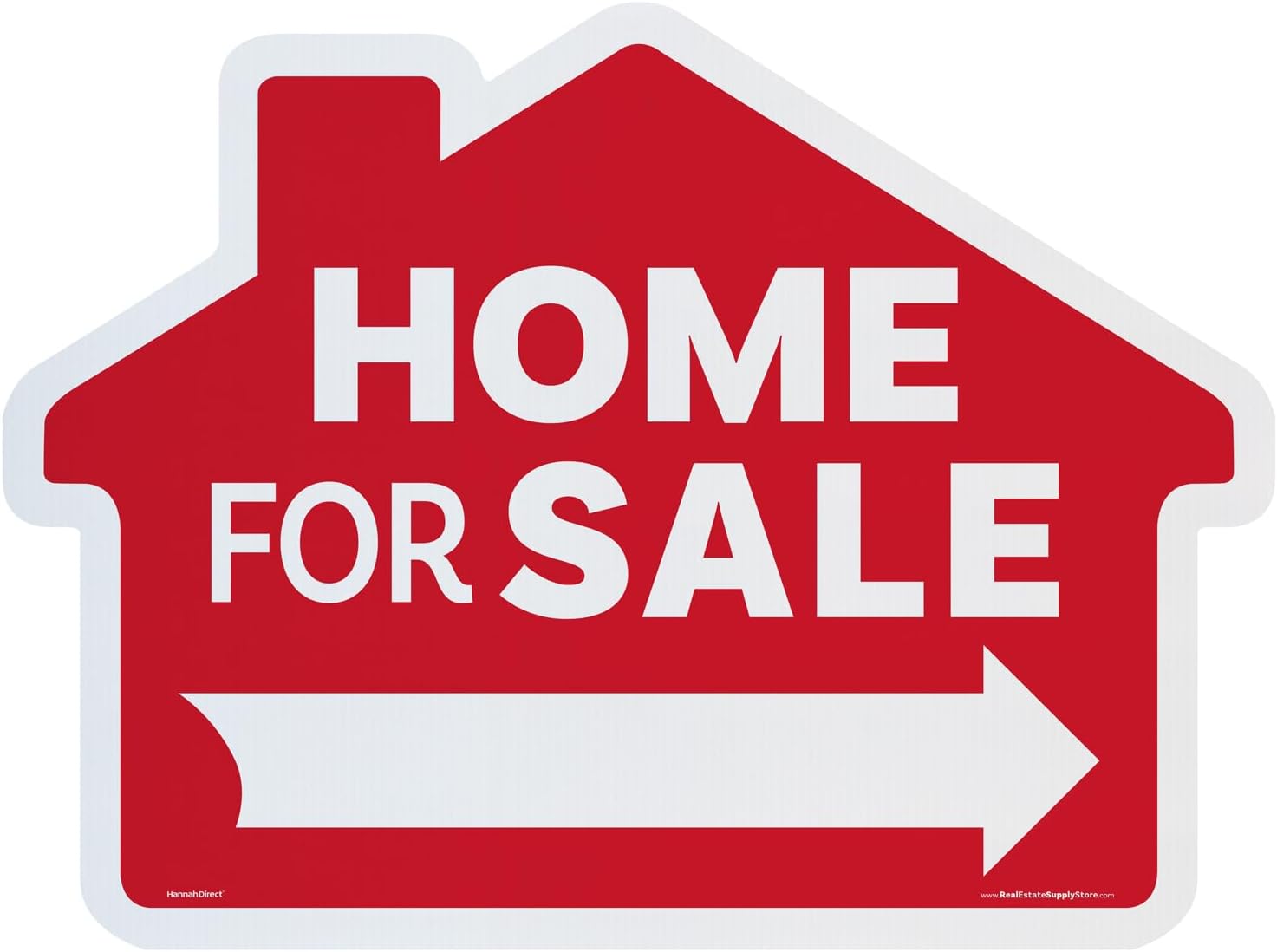Home For Sale with Arrow Sign Kit, Die Cut House Shape and Yard Stands, Durable Corrugated Coroplast, UV Ink, Real Estate Agent Supplies, 18x24 Signs + Yard Stakes (Red - Home For Sale (2)