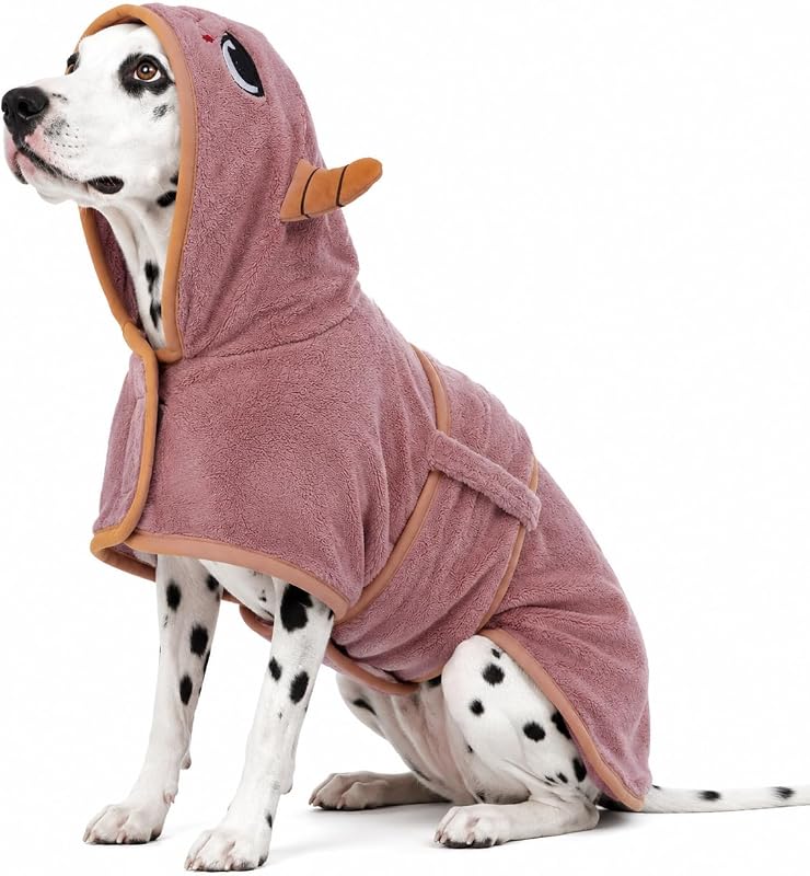 Roupão Absorvente para Cães ADNIKIA de Microfibra para Secagem Rápida Rosa XXL