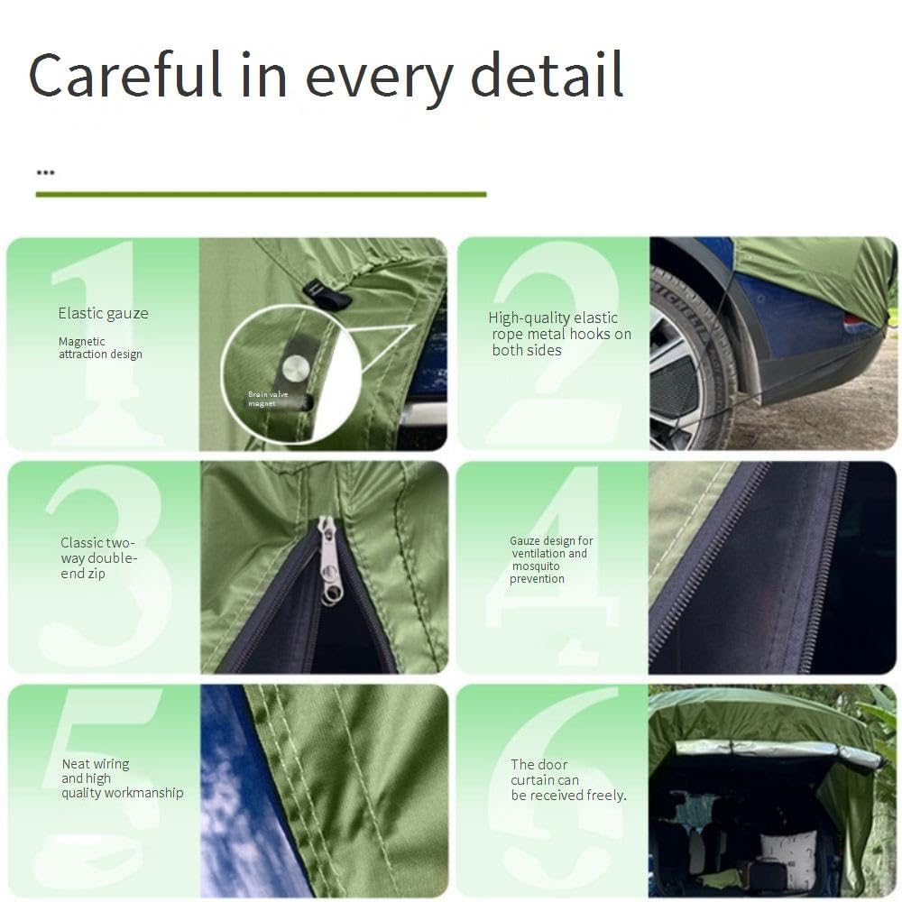 Tienda de CampañA para PortóN Trasero de SUV con Postes, Impermeable Y Resistente Al Viento, Accesorios para Acampar En Coche, Toldos Y Refugios, para SUV Y Mpv de TamañO Mediano A Grande