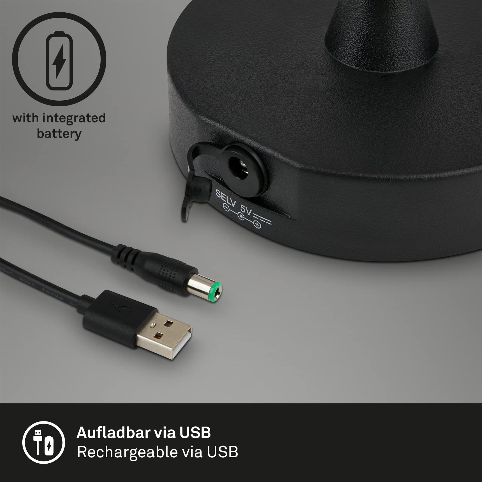 BRILONER LED Tischlampe Kabellos – Dimmbar, 4000K Neutralweiß, IP44 Spritzwassergeschützt, Mit Akku