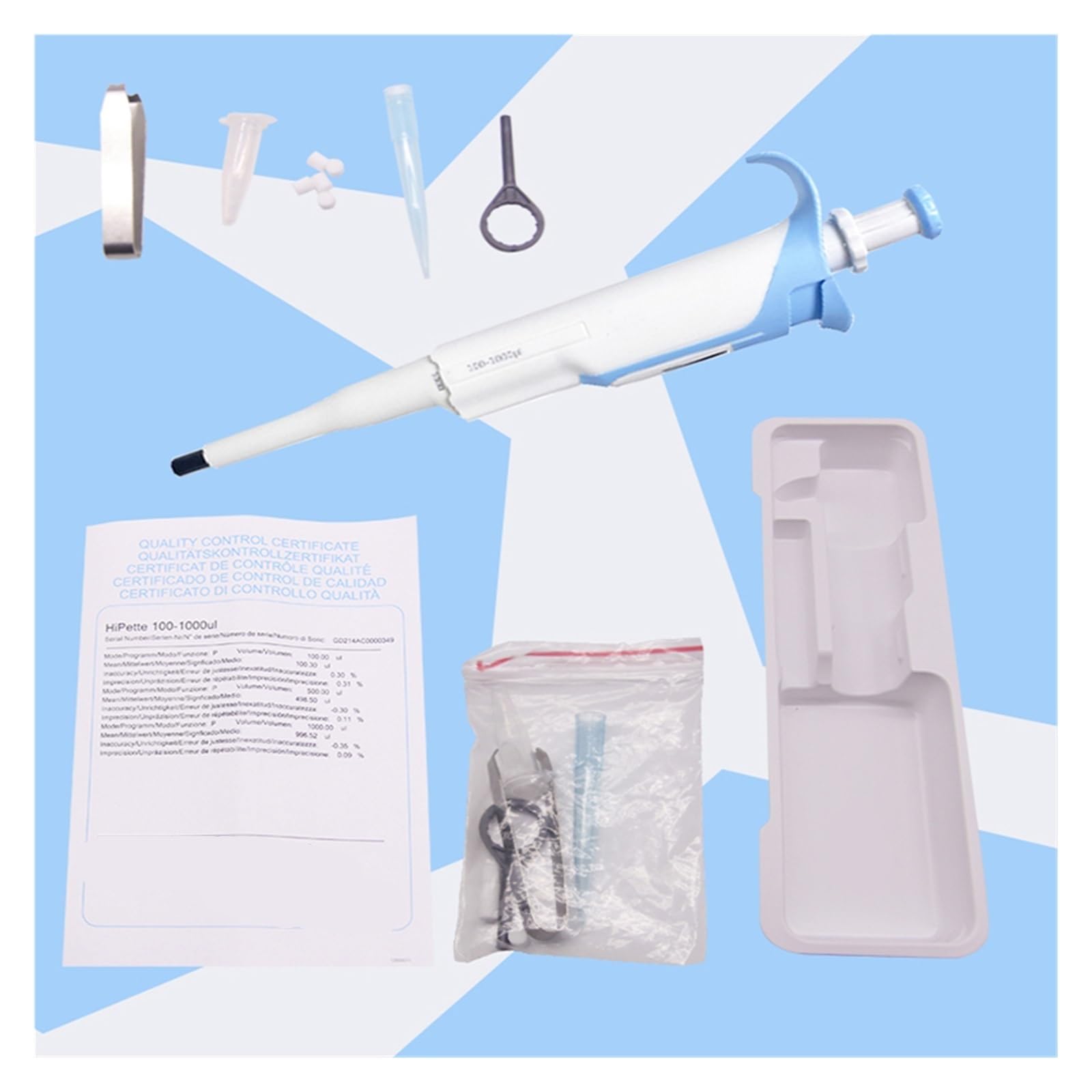 Pipette, Laborpipette, digital, einstellbar, 0,1–10 ml, Pipette, Laborbedarf, autoklavierbar, Tropfpipette, medizinisches Zubehör mit Spitzen(2-20ul)
