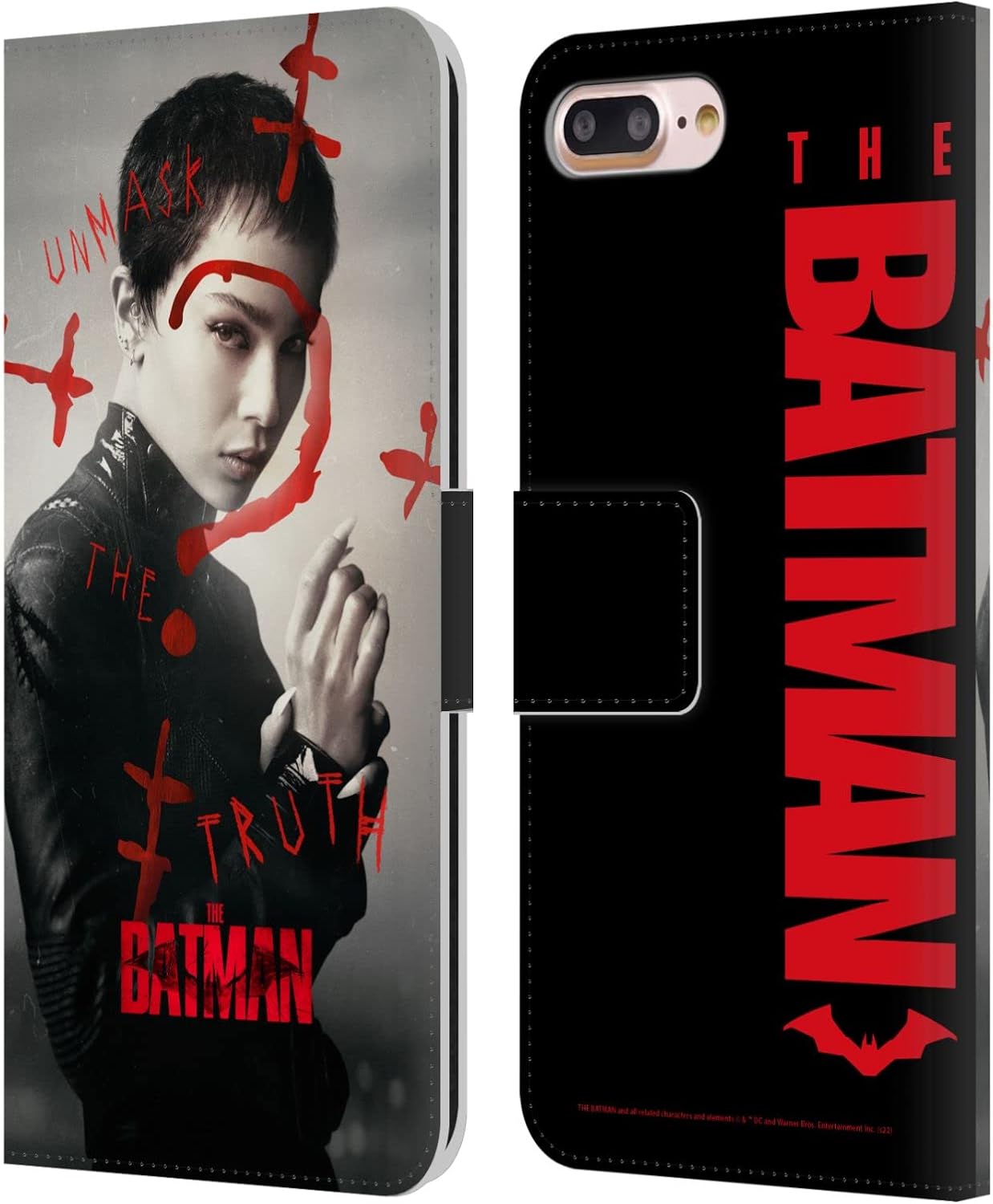 Head Case Designs Officially Licensed The Batman Penguin Unmask The Truth Posters Leather Wallet Case Compatible with Apple iPhone 7 Plus/iPhone 8 Plus