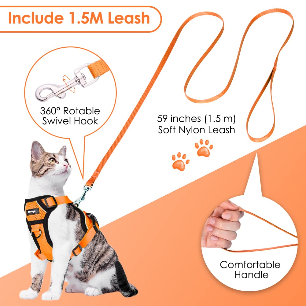 Pettorina per Gatti, Pettorina per Cani Taglia Piccola, Imbracatura per Gatti, Pettorina Gatto Antifuga, Collare Luminoso per Cani, Gatti Accessori (S, Arancia)