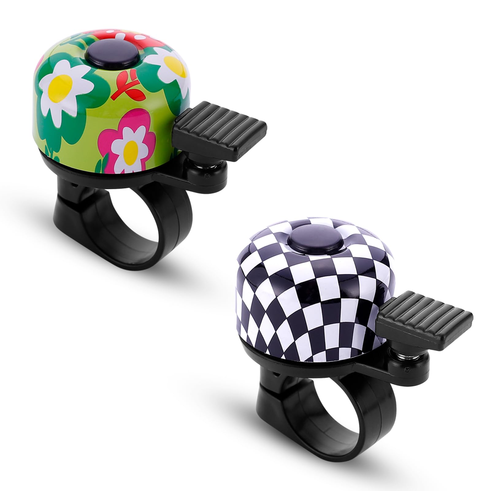 Paliston Bike Bell Bicycle Bell Crisp Sound for Adults Kids Boys Girls Flower & Checkered