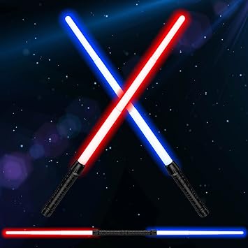 Kids Lightsaber 2 in 1 Dual Saver with Sound Motion Sensitive for Halloween Party, Christmas Gift, Christmas Birthday Gift, Telescopic and Collapsible Lightsaber Set