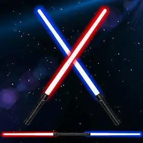 Sabres de luz para crianças, sabre duplo 2 em 1 com som (sensível ao movimento) para festa de Halloween, presentes de Natal, presente de aniversário de Natal, conjunto de sabre de luz telescópico