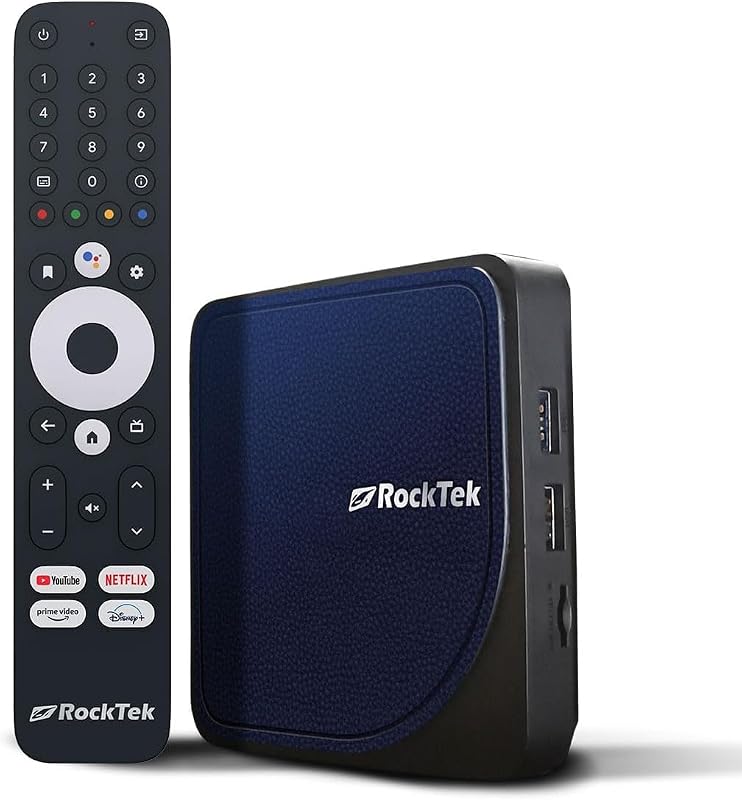 RockTek G2 Premium Google TV 4K UHD Reproductor de streaming, HDR10+ Dolby Vision Atmos, control remoto por voz, Netflix, Prime Video, Disney+, Max, Hulu, Apple TV+, Live TV, GeForce Now Cloud Gaming, Chromecast | Dolby Atmos, control remoto por voz, Netflix, Prime Video, Disney+, Max, Hulu, Apple TV+, juegos en la nube GeForce Now, Chromecast