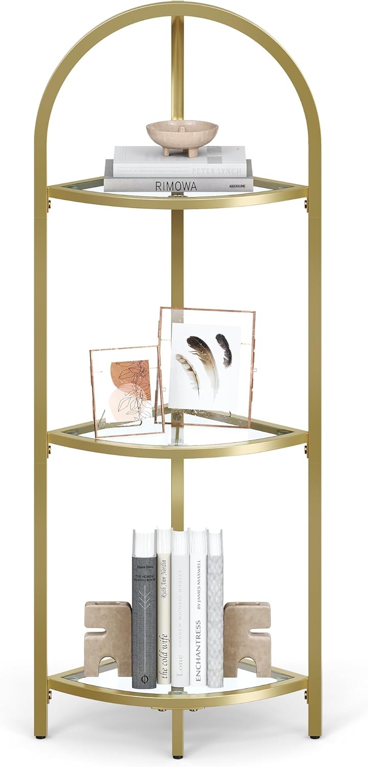 VASAGLE 3Tier Corner Shelf Stand, Corner Bookshelf