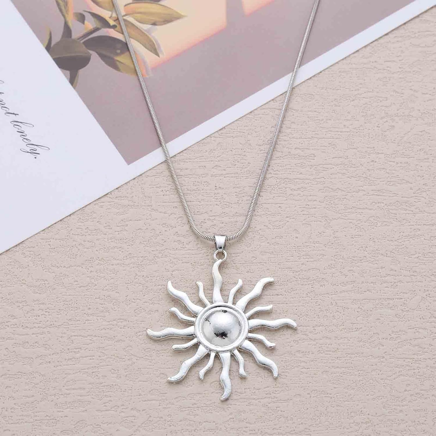 Boho Celestial Sun Pendent Necklace Gold Sunshine Choker Necklaces Large Sunburst Necklaces Minimalist Sun Necklace Snake Chain Sunshine Statement Jewelry for Women - Image 6