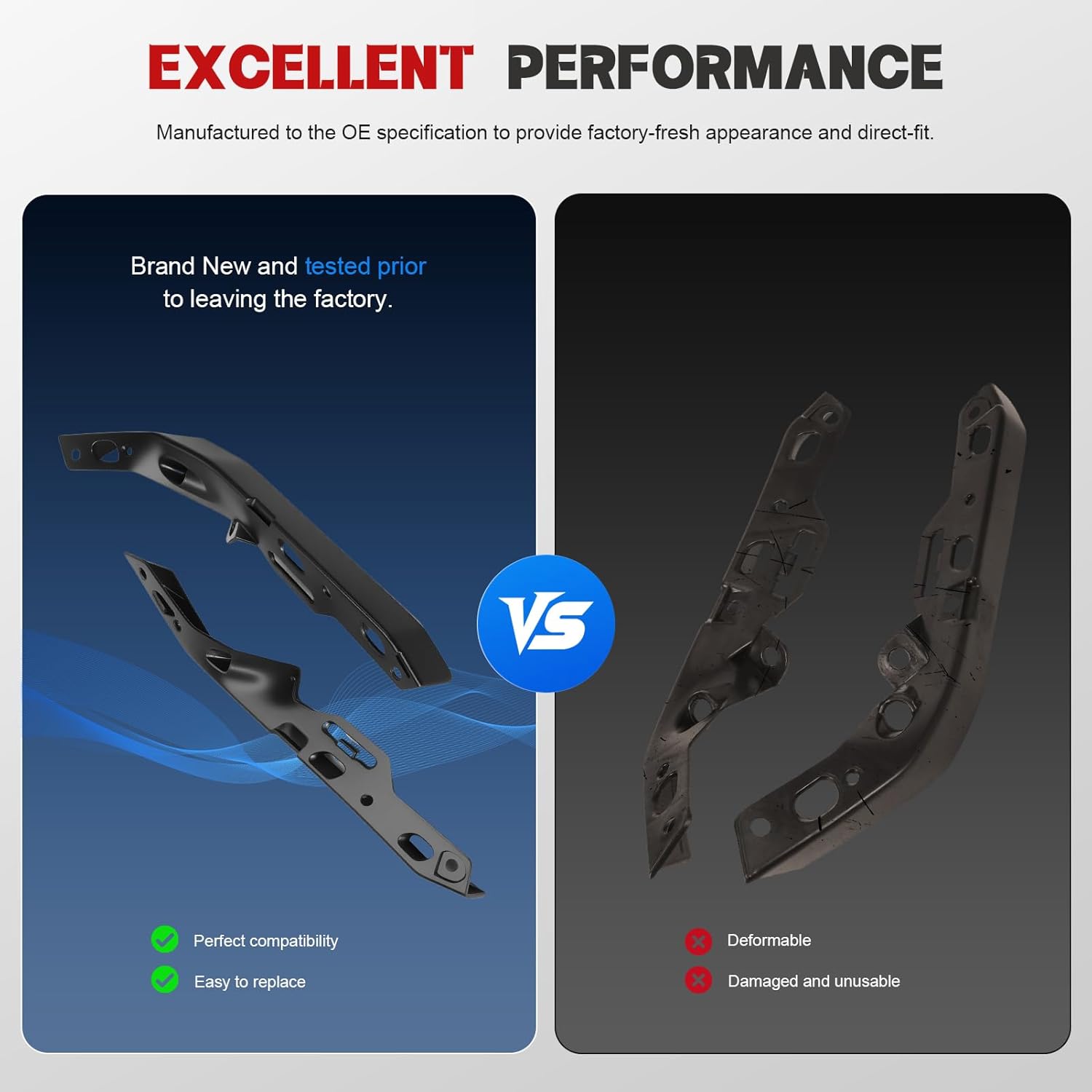 4Pcs Front Bumper Bracket for Charger 2015-2023 Driver and Passenger Side Replaces 68226532AA 68213539AC 68213538AC 68226533AA CH1043111 CH1042111