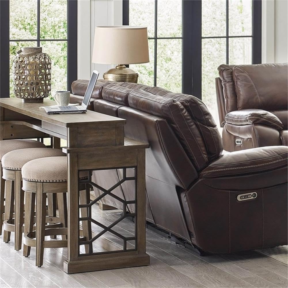 Pemberly Row 20" Round Wood Swivel Bar Stool, Sandstone Brown Finish, Upholstered Polyester Seat, Backless Design, 360-Degree Swivel, Metal Kick Plate, Durable Footrest, Bar Height Stool for Kitchen