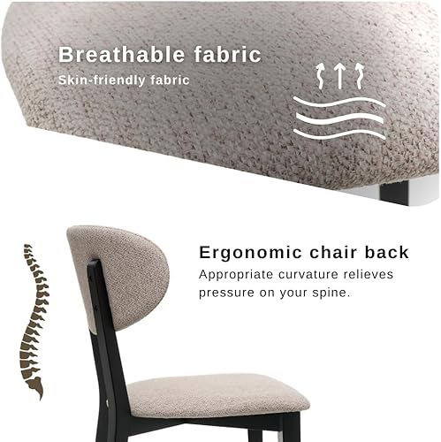 Miniatura 3 de BISCHAIR - Juego de 4 sillas de comedor de madera tapizadas de mediados de siglo modernas para muebles de habitación con diseño ergonómico duradero