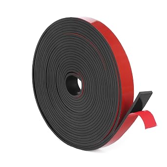 WochiTV Adhesive Solid Rubber Strips, 1/2" Wide x 1/16" Thick x 180" Long Self Stick Black Neoprene Rubber Rolls Perfect for DIY Insulation Cushion Gasket, Sealing, Liner, Weather Striping