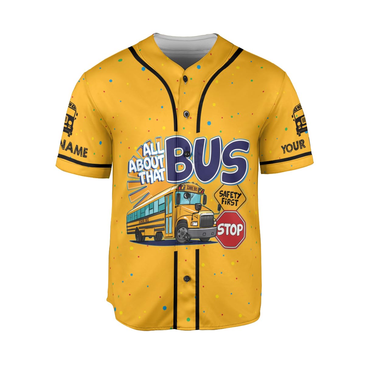 MonkeyVan Personalized School Bus Driver Baseball Jersey Yellow Bus Driver Pride Bus Driver Jersey Soccer for Men and Women BD12