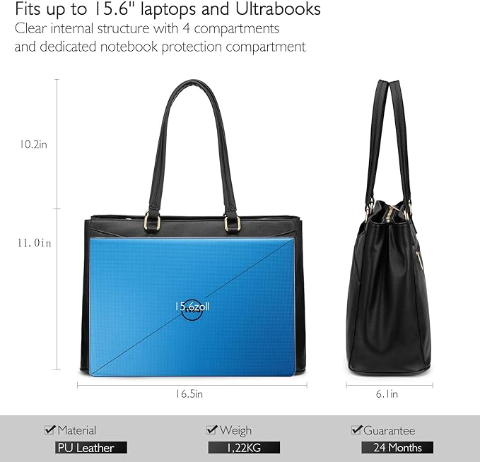Maletín Laptop LOVEVOOK 15.6 Pulgadas Cuero Impermeable Mujer miniatura 5