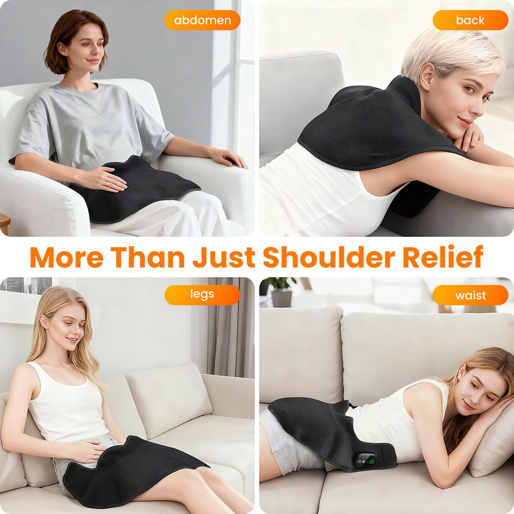 Almohadilla Térmica Inalámbrica Para Cuello Y Hombros, Calentador Cuello | Con Control Táctil, 5 Niveles De Calor Y 6 Temporizadores, Batería Integrada 8,4V 4000mAh, También Para Espalda Y Abdomen