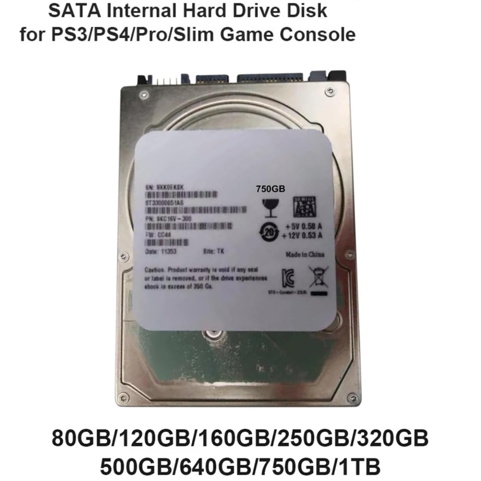 500 GB/640 GB/750 GB 2,5-calowy wewnętrzny dysk twardy SATA do PS3/PS4/Pro/konsola do gier na dysk twardy HDD HD 300M/S srebrny