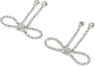 エレガントな R ストーンリボンブローチピン 2 個、光沢のあるタッセルデザイン、普段着、パーティー、結婚式、お祝い、女性へのクリスマスギフトに最適