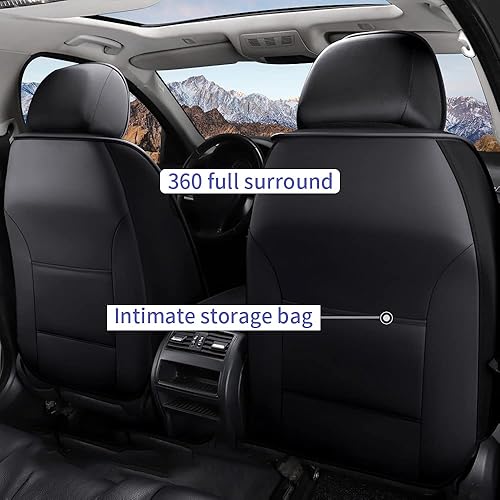 Miniatura 2 de 2 fundas de asiento delantero de automóvil, de piel sintética, ajuste universal para la mayoría de sedanes, SUV, camiones y camionetas, cojín de