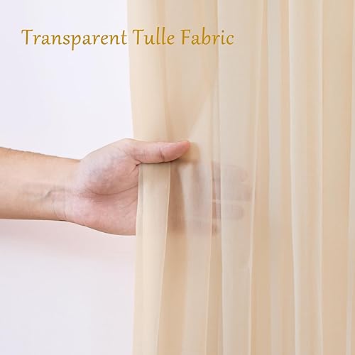 Miniatura 2 de Cortinas de telón de fondo de tul champán de 10 x 10 pulgadas para fiestas, cortina de telón de fondo transparente para fotos de boda, cortinas para