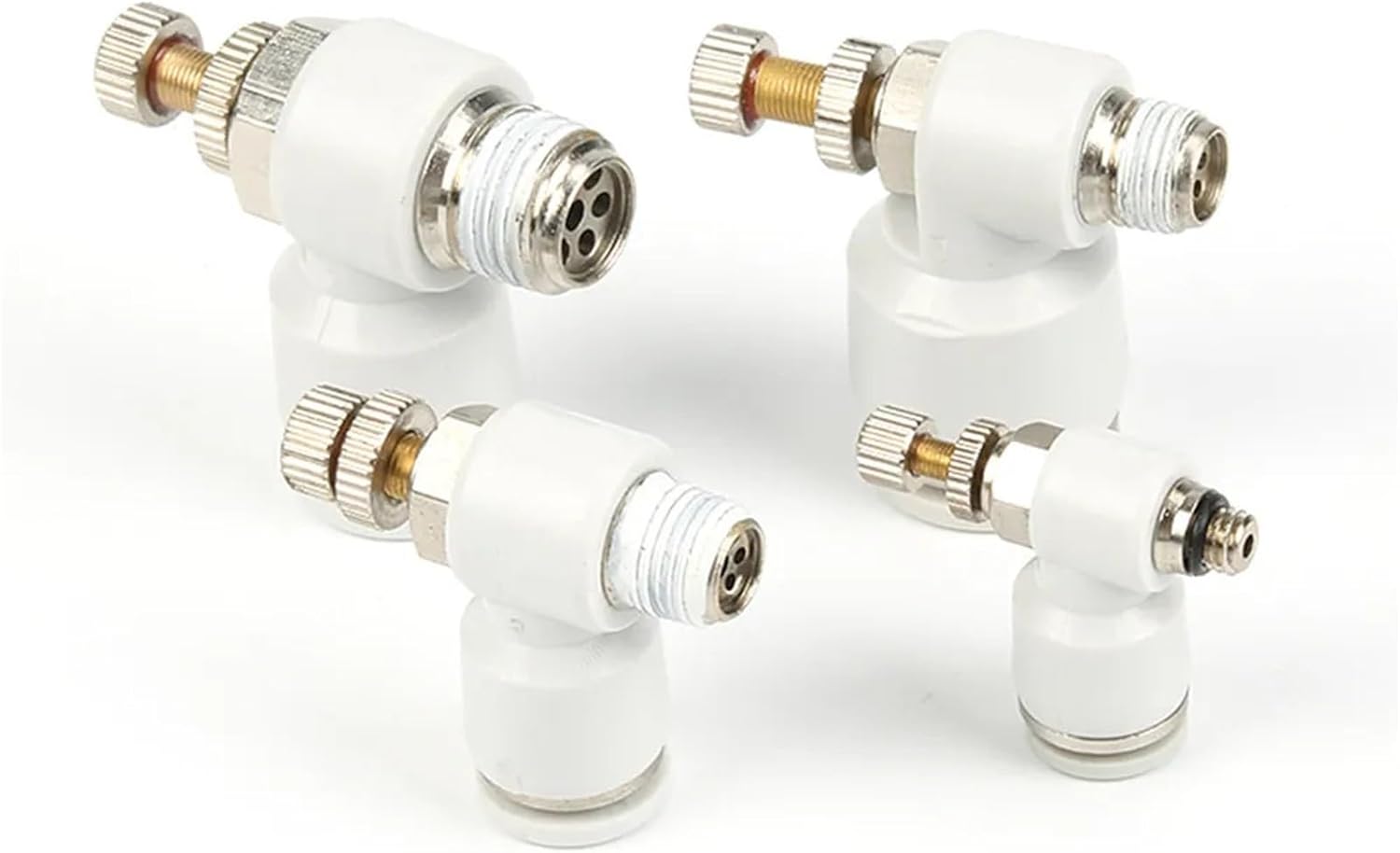 White 4-12mm Tube - M5 1/8" 1/4" 3/8" 1/2" Male Thread Push to connect Fitting Elbow Pneumatic Speed Flow Controller Fittings(10mm)