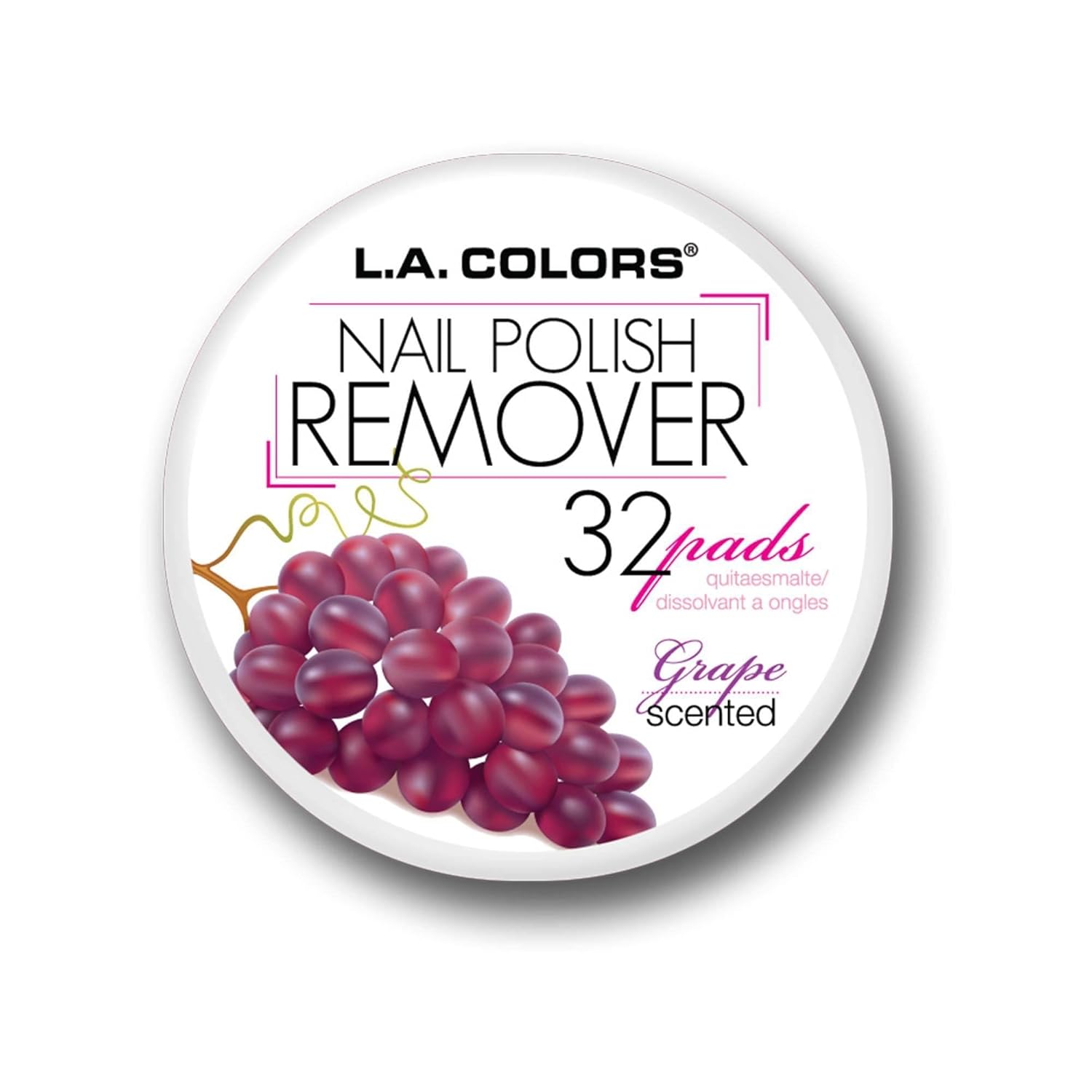 L.A. Colors CNR963 Grape Scent Nail Polish Remover Pads - Acetone-Free, Mess-Free, Gentle on Nails