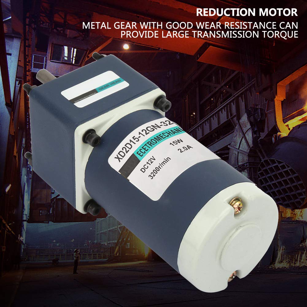 DC 12V 15W Permanent Magnet Gear Motor High Torque Adjustable Speed CW CCW Rotation for Automatic Machinery Packaging Equipment 8mm Shaft (Reduction Ratio 50)