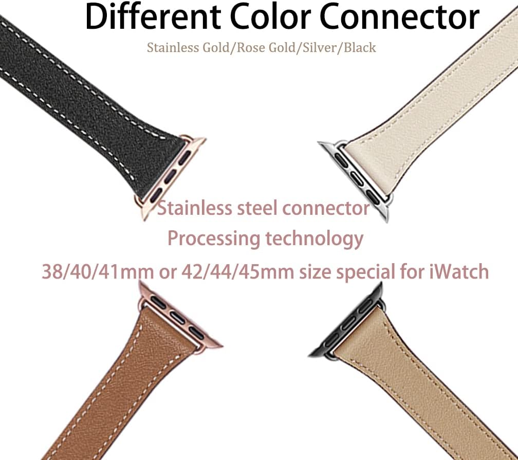 Flash Deals - 40% OFF Bestig Band Compatible for Apple Watch 38mm 40mm 41mm, Genuine Leather Double Tour Designed Slim iwatch Strap for iWatch Series 7 6 SE 5 4 3 2 1 (DarkBlue Band+Rosegold Connector) Best Cyber Deals 🔥 Bestig Band Compatible for Apple Watch 38mm 40mm 41mm, Genuine Leather Double Tour Designed Slim iwatch Strap for iWatch Series 7 6 SE 5 4 3 2 1 (DarkBlue Band+Rosegold Connector)