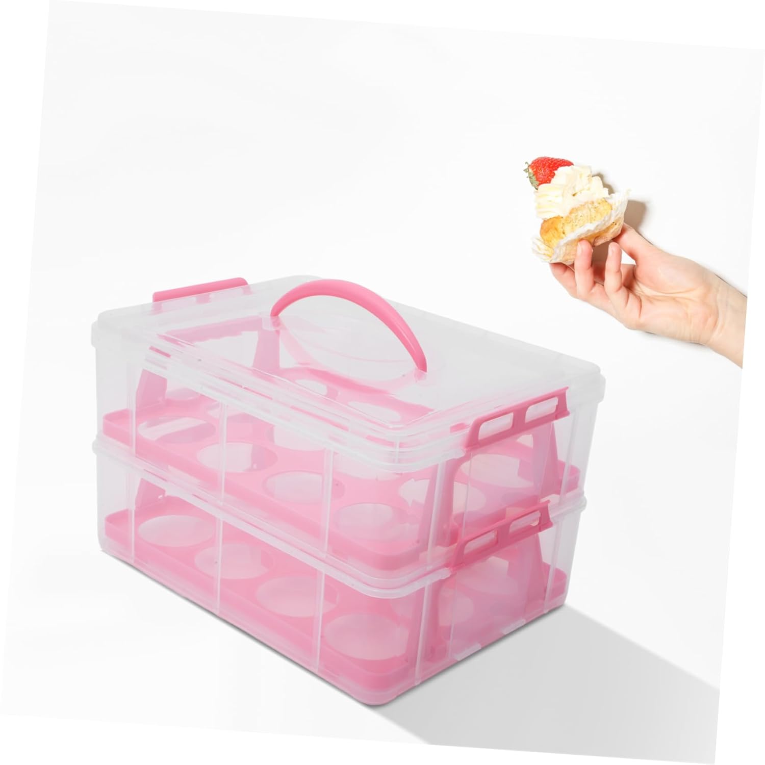 Clear Handheld Cake Carrier Reusable Decorative Cake Box Two Layers for and Desserts Transparent Design for Easy Storage and Transport