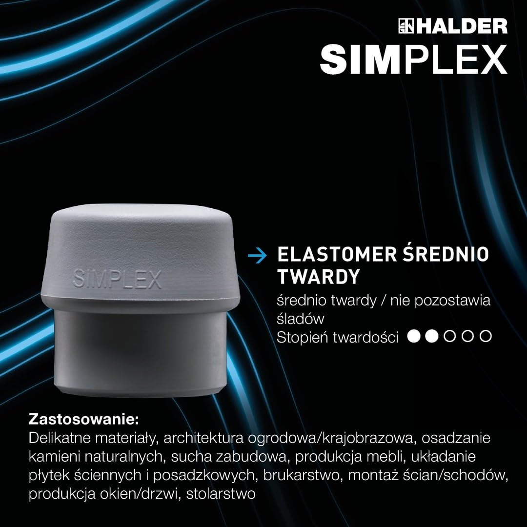 Młotek ochronny SIMPLEX, TPE-soft/TPE-mid; z obudową z żeliwa ciągliwego i wysokiej jakości drewnianym trzonkiem | D=80 mm | 3013.080
