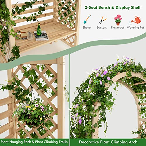 Giantex 81In Garden Arch With 2-Person Bench, Wooden Garden Arbor Archway Trellis For Climbing Plants, Outdoor Wedding Arches Patio Trellis Pergola For Ceremony Party Lawn Backyard, Load 543 Lbs #TOP6