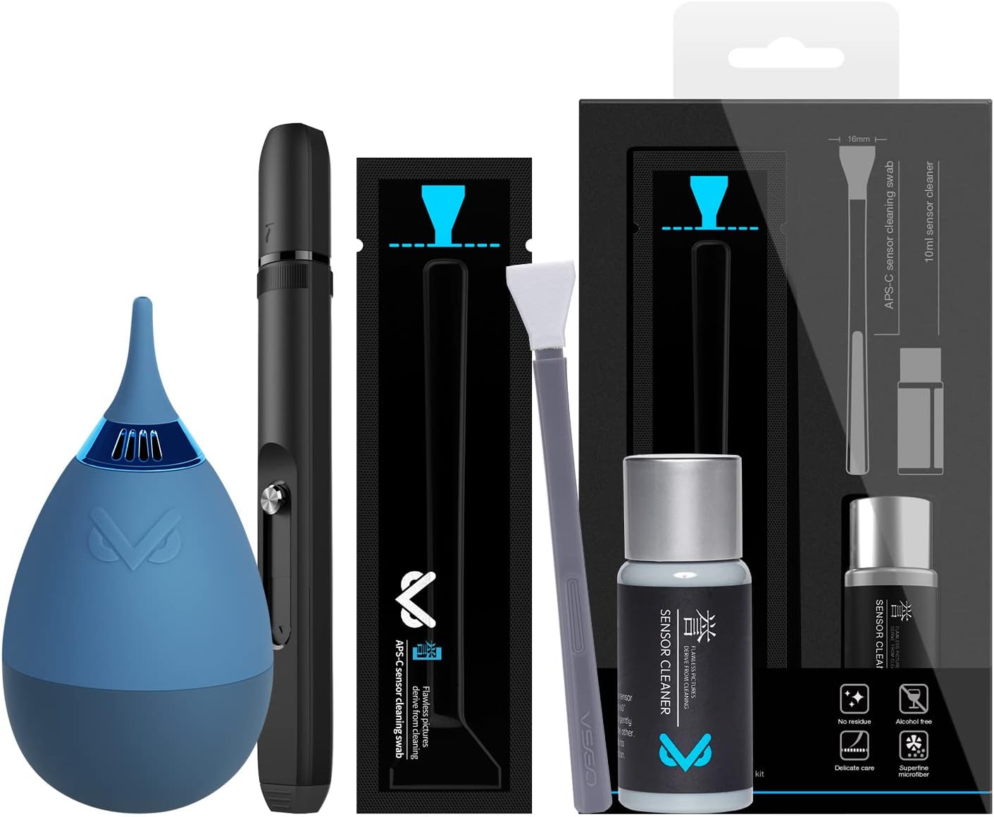 VSGO Camera Sensor Cleaning Kit Professional Lens Cleaning Pen and Air Blaster with Filter Tumbler Design Lens Cleaning Blower