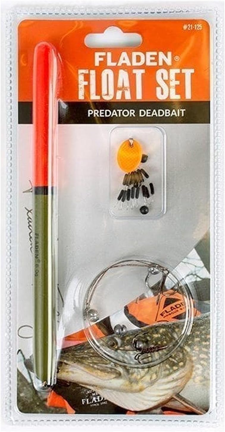 FLADEN Fishing Complete DEAD BAIT FLOAT for PIKE and Accessory Kit Set - Float, 30lb Wire Trace, 50cm Handmade Rig, Size 4 Trebles, Swivel, Stopper and 4mm Rubber Beads- Ideal for Predators [21-125]
