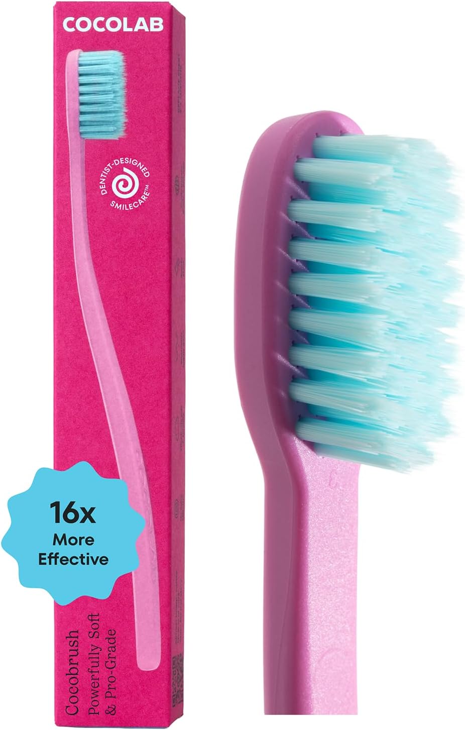 Cocobrush Ultra Soft Toothbrush by Cocolab, Compact Head Bristles for Teeth Cleaning, Sensitive Gums Oral Care, Manual Toothbrush for Adults and Kids, Cherry Blossom
