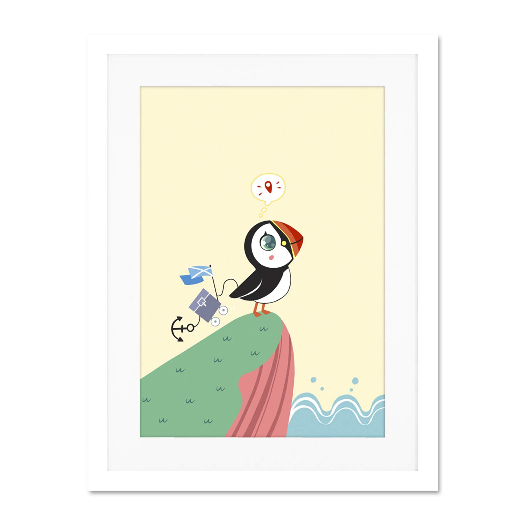 Wee Blue Coo Puffins Travel Voyage Large Framed Art Print Wall Poster 18x24 inch