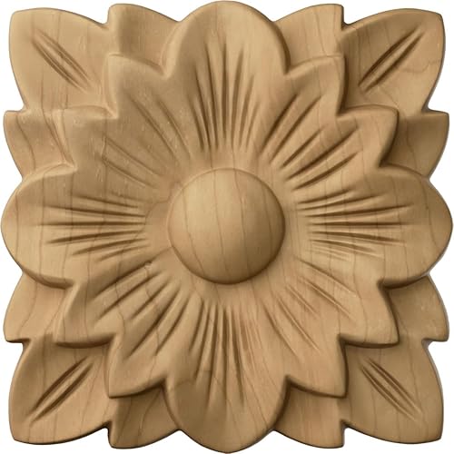 Vista 10 de Ekena Millwork ROS03X03SPAL Roseta cuadrada primaveral, 3 1/2"W x 3 1/2"H x 1/2"P, aliso
