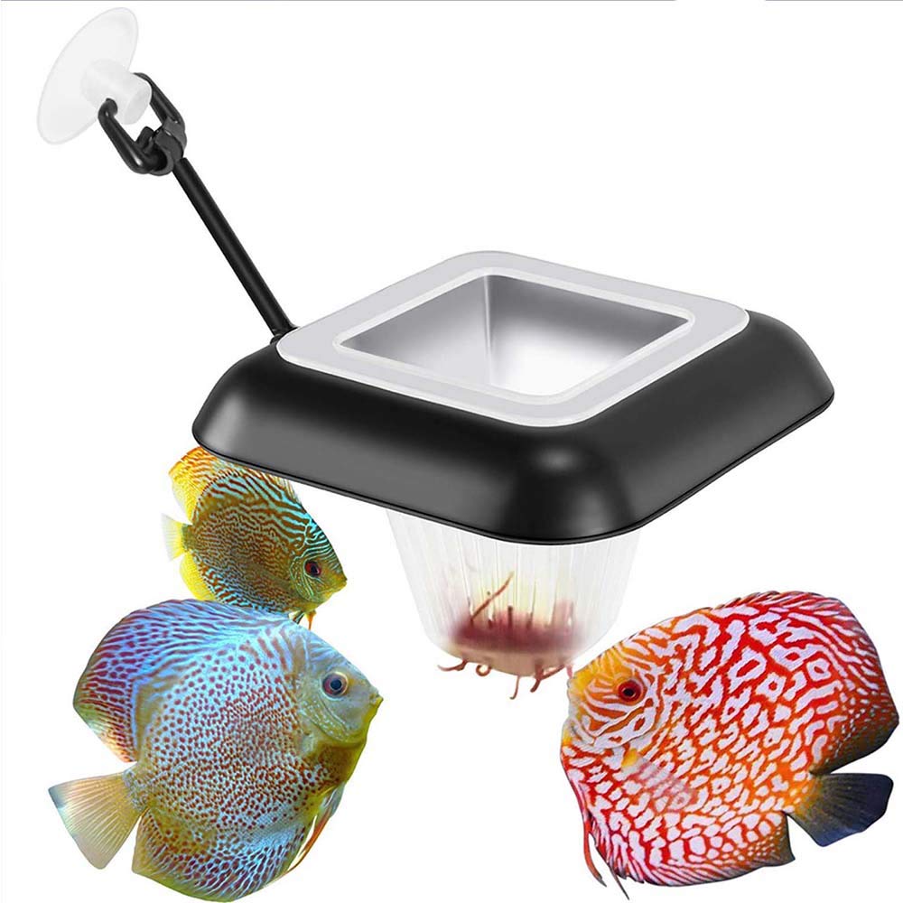 NA Automatic Fish Feeder, Fish Feeding Ring Aquarium Fish with Suction Cup for Fish Feeder with Blood Worms Meal Worms