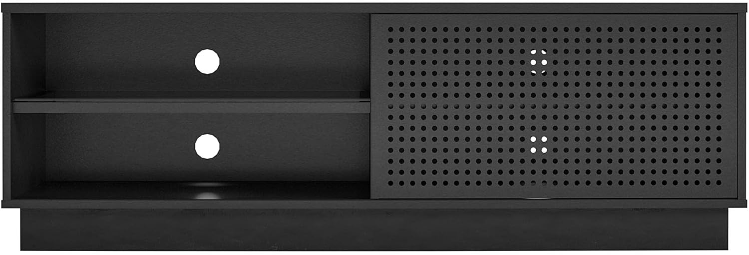 NTENSE Glitch Gaming TV Stand for TVs up to 60", Wire Management TV Stand, Gaming Entertainment Center, Man Cave, Game Room, Play Room, LED RGB Lights, Metal TV Stand, Black