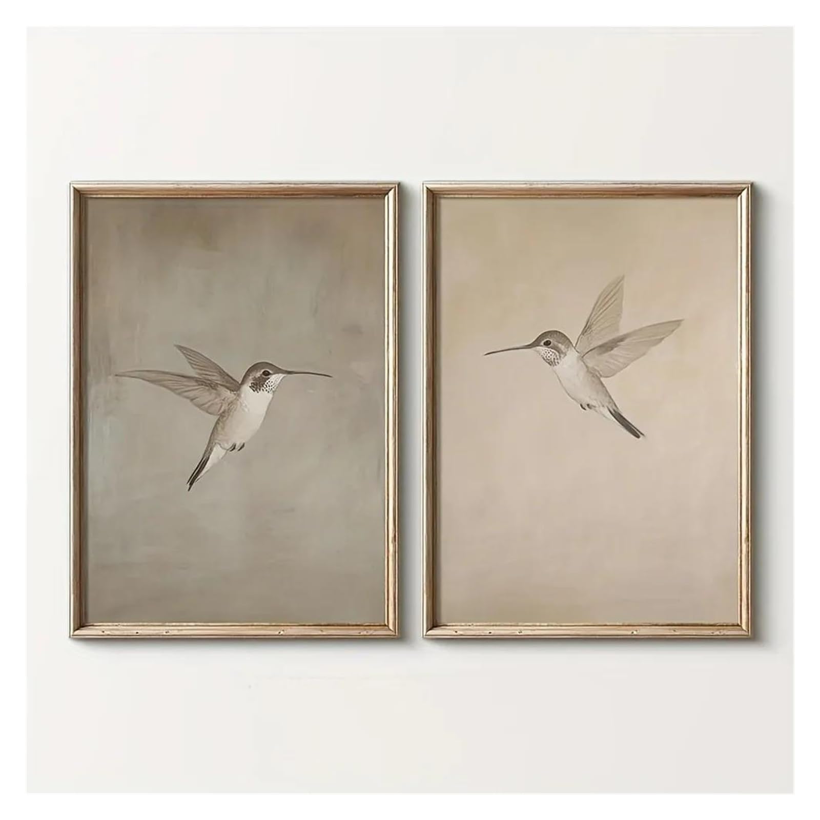 Byambd A Esthetic Pictures 2Pcs Frameless Retro Hummingbird Posters Prints Wall Rt Canvas Simple Bird Farmhouse Country Painting Partment Decor(,50X70cm)