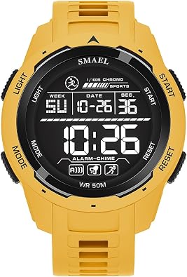SMAEL 8105 Fashion Leisure Man Waterproof Digital Stopwatch Date Alarm Clock Glow Mode ABS Case TPU Strap Round Dial Shockproof Design Male Wristwatch