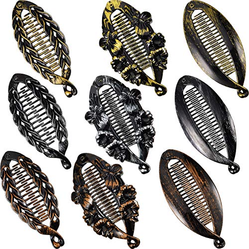 9 Pieces 5.3 Inch Banana Hair Clips Large Size Fish Shape Hair Comb Rounded Edges Hair Comb Claws Resin Fish Shape Grips Clamp for Hair Accessories, 3 Styles