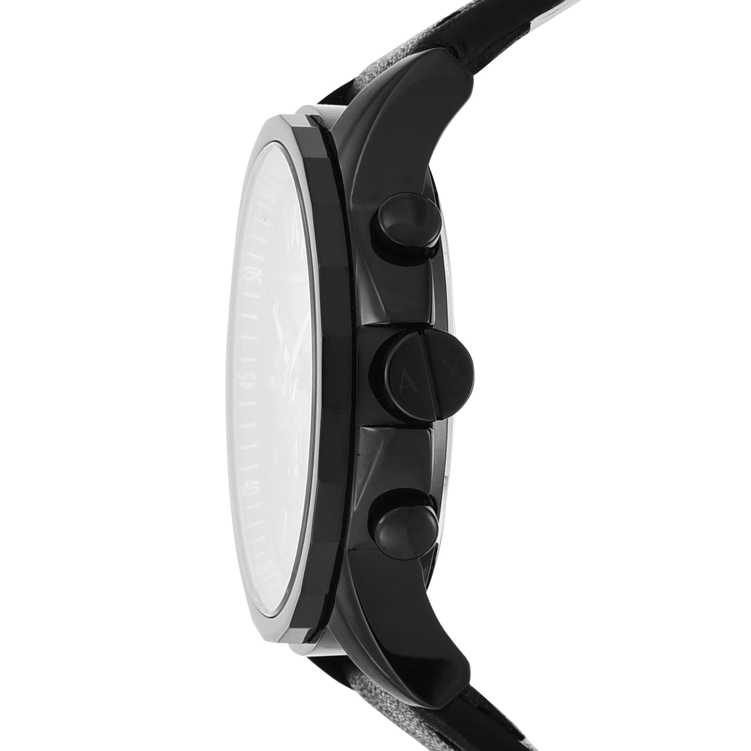 Armani Exchange Reloj Hombre, Movimiento Cronógrafo Cuarzo y Caja 45mm con Pulsera Piel