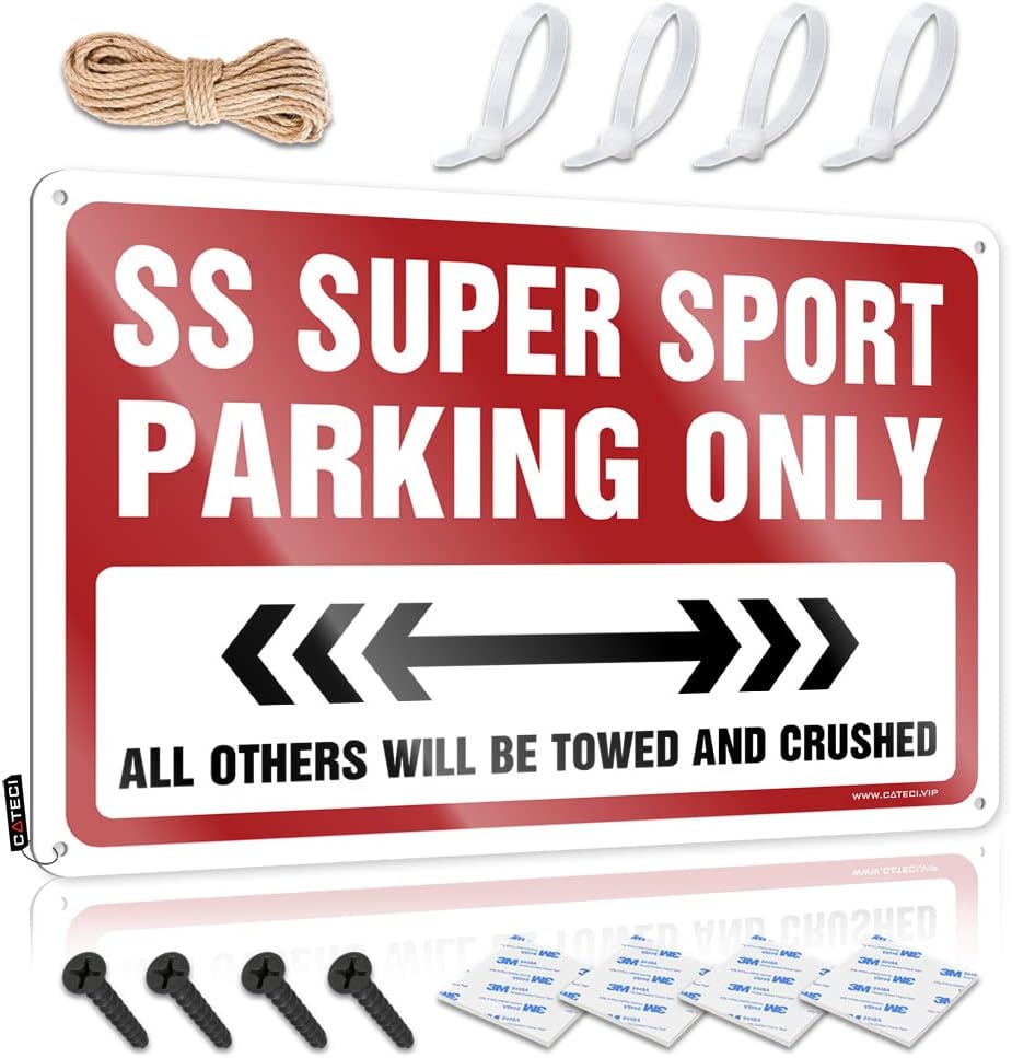 BLINOVUXA Man Cave Decorations Ss Super Sport Parking Only Tin Sign Metal Decor For Home Bar Tin Decor(20X30CM)