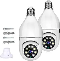 Kit com 2 Câmeras de Segurança IP Lâmpada WiFi Full HD 1080p, Prova D'água, Giratória e com Visão Noturna Infravermelha 1080p, Bivolt, Detecção de Movimento, Áudio Bidirecional - Premium