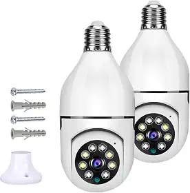 Kit com 2 Câmeras de Segurança IP Lâmpada WiFi Full HD 1080p, Prova D'água, Giratória e com Visão Noturna Infravermelha 1080p, Bivolt, Detecção de Movimento, Áudio Bidirecional - Premium