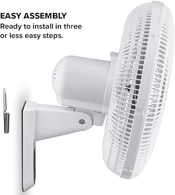 Air Monster 16 Inch Wall Mount Fan with Remote Control, Wall Mount Garage Fan, Oscillating, Plastic Grill, 70 Degree, 3 Speed, Timer, Adjustable Tilt, Fused Plug, ETL, White Color, Ventilador de Pared