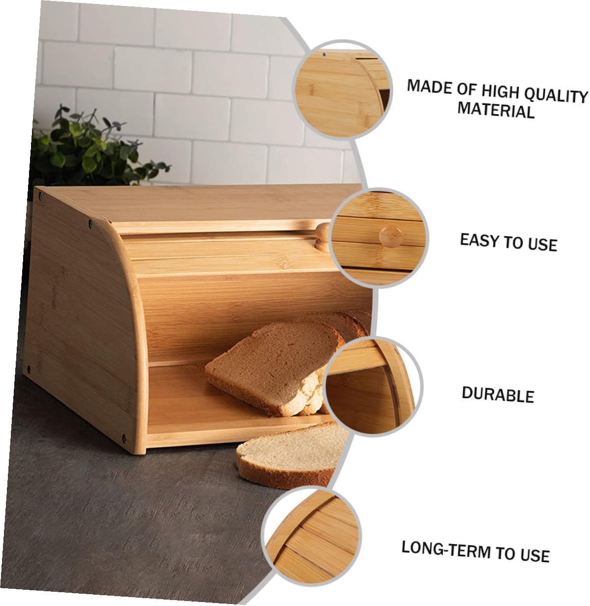 TOYANDONA Wooden Bread Box Lid Storage Basket Kitchen Countertop Organizer for Bread and Fruit Home Use