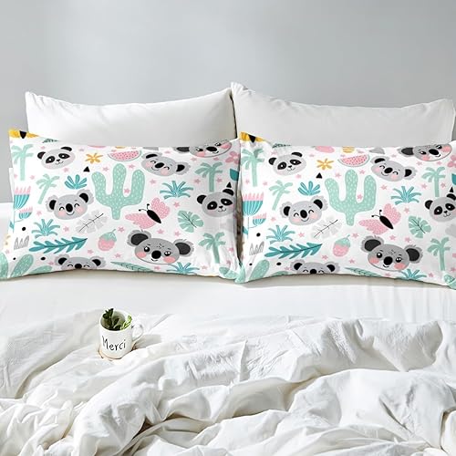 Vista 101 de Feelyou Funda de edredón de perro de dibujos animados, juego de ropa de cama para niños y niñas, perros y flores, funda de edredón con plantas Multi