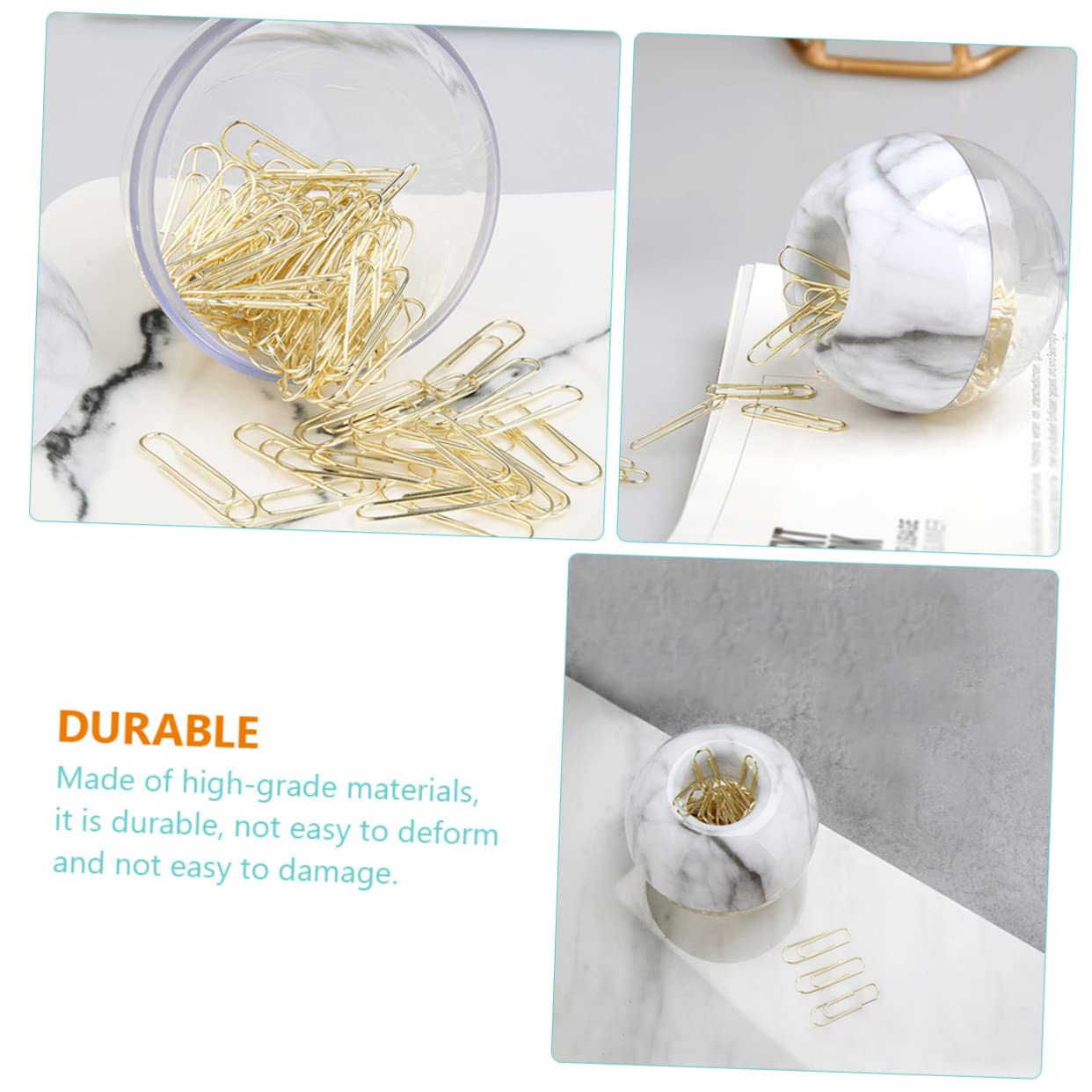 NUOBESTY 5 Set Graffetta Per Fogli Cartelline Portadocumenti Faldoni Portadocumenti Elementi Di Fissaggio Per Carta A Punta Piccole Graffette Dorate Graffette D'oro Metallo 100 Pezzi * 5